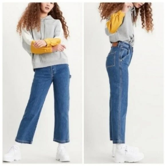 Levi's Ribcage Ankle Utility Straight Leg Jeans Nine to Five High Rise - Picture 2 of 16